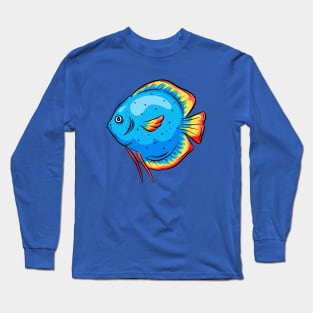 Tropical Fish Cartoon Illustration Goldfish Design Long Sleeve T-Shirt